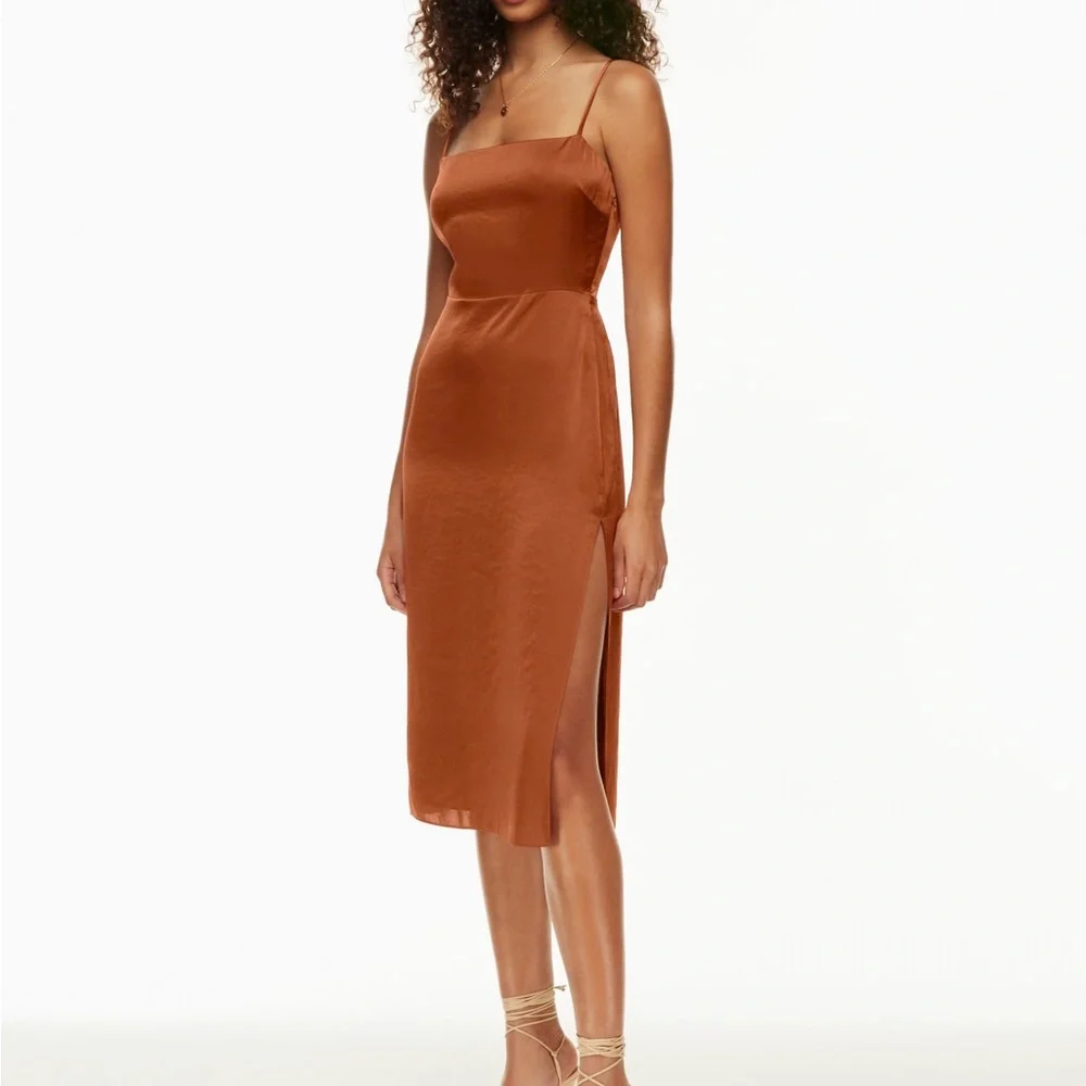 Aritzia Magdalena Satin Dress size 4 Rust - Picture 5 of 6